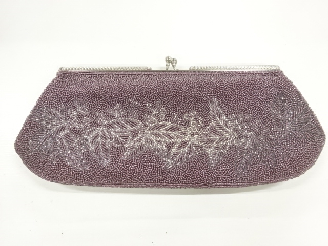 アンティーク　ビーズ葉模様バッグ